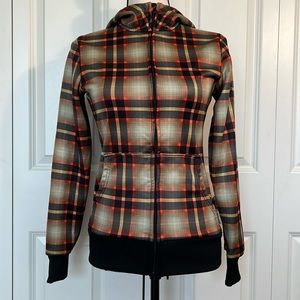 🎯Burton Dryride Plaid Full Zip Jacket Orange Brown Size XS